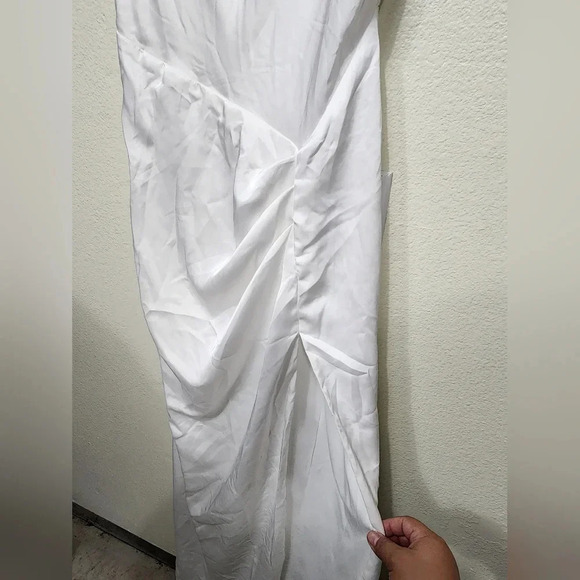 Lulu's Here's to Love White Satin Backless Column Maxi Dress S Wedding Bridal - Picture 8 of 12